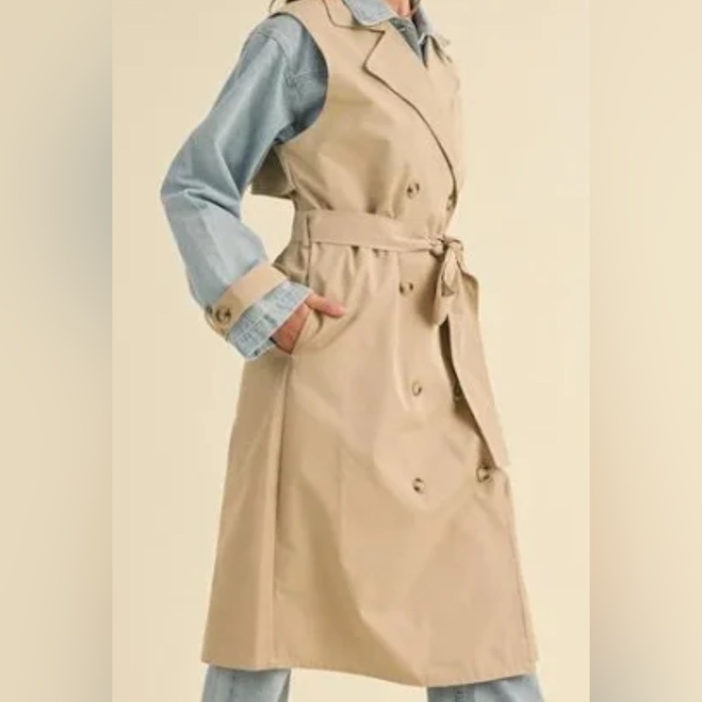 Blank NYC Double Breasted Trench coat with Denim